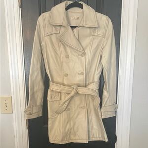 Wilsons Leather Cream Double-Breasted Coat